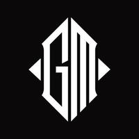 Gm-Logo-Monogramm mit isolierter Designvorlage in Schildform vektor