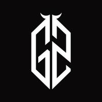 gs logotyp monogram med horn form isolerat svart och vit design mall vektor
