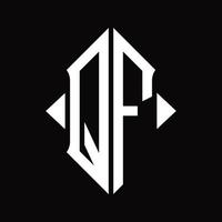 qf-Logo-Monogramm mit isolierter Designvorlage in Schildform vektor
