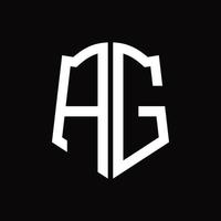 ag-Logo-Monogramm mit Band-Design-Vorlage in Schildform vektor