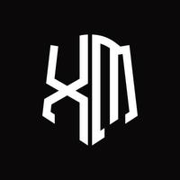 xm logotyp monogram med skydda form band design mall vektor