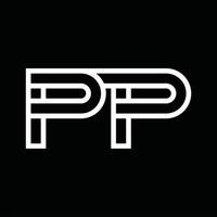 pp-Logo-Monogramm mit negativem Raum im Linienstil vektor