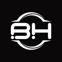 bh-logo-monogramm mit kreis abgerundeter scheibenform-designvorlage vektor