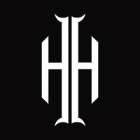 hh-Logo-Monogramm mit Hornform-Designvorlage vektor