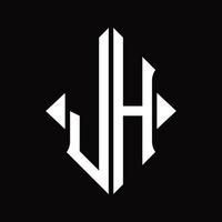 jh-Logo-Monogramm mit isolierter Designvorlage in Schildform vektor