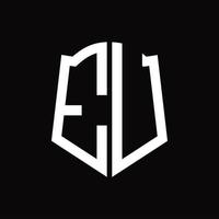 eu-Logo-Monogramm mit Band-Design-Vorlage in Schildform vektor