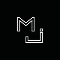 mj logotyp monogram med linje stil design mall vektor