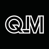 qm-Logo-Monogramm mit negativem Raum im Linienstil vektor