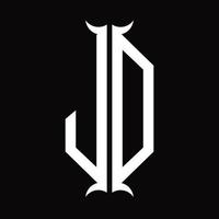 jd logotyp monogram med horn form design mall vektor