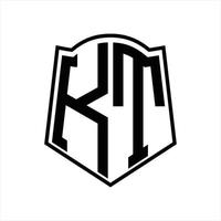 kt-Logo-Monogramm mit Schildform-Entwurfsvorlage vektor