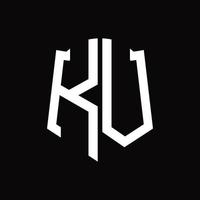 kv-Logo-Monogramm mit Band-Design-Vorlage in Schildform vektor
