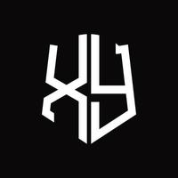 xy-Logo-Monogramm mit Band-Design-Vorlage in Schildform vektor