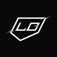 ld-logo-monogrammbuchstabe mit schild- und scheibenstildesign vektor