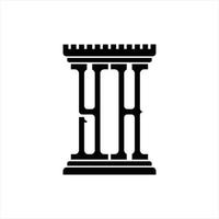 yh-logo-monogramm mit säulenform-designvorlage vektor