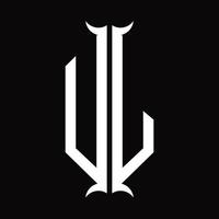 ul-Logo-Monogramm mit Hornform-Designvorlage vektor