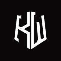 kw logotyp monogram med skydda form band design mall vektor