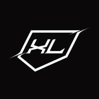 xl-logo-monogrammbuchstabe mit schild- und scheibenstildesign vektor