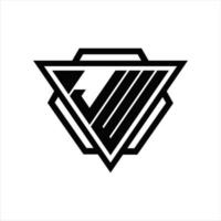 jw logotyp monogram med triangel och sexhörning mall vektor