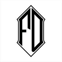 fd logotyp monogram med sköldform och översikt design mall vektor ikon abstrakt