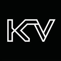 kv-Logo-Monogramm mit negativem Raum im Linienstil vektor