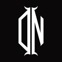 dn-Logo-Monogramm mit Designvorlage in Hornform vektor
