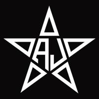 aj-Logo-Monogramm mit Sternform-Designvorlage vektor