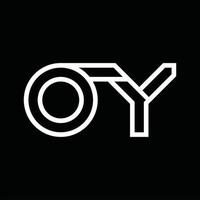 oy-Logo-Monogramm mit negativem Raum im Linienstil vektor