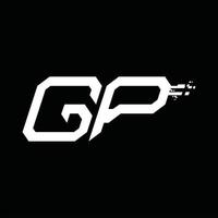 Designvorlage für gp-Logo-Monogramm mit abstrakter Geschwindigkeitstechnologie vektor