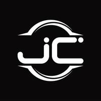 JC-Logo-Monogramm mit Kreis abgerundeter Scheibenform-Designvorlage vektor