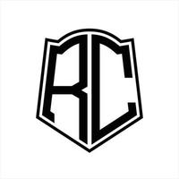 rc logotyp monogram med skydda form översikt design mall vektor