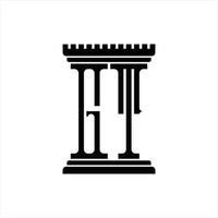 gt-logo-monogramm mit säulenform-designvorlage vektor