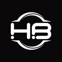 hb logotyp monogram med cirkel avrundad skiva form design mall vektor