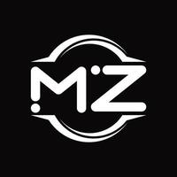 mz-Logo-Monogramm mit kreisrunder Scheibenform-Designvorlage vektor