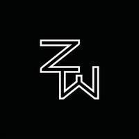 zw logotyp monogram med linje stil design mall vektor