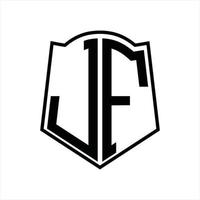 JF-Logo-Monogramm mit Schildform-Entwurfsvorlage vektor