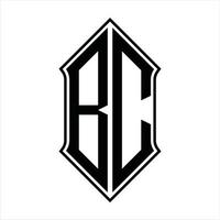 bc-Logo-Monogramm mit Schildform und Umriss-Design-Vorlage Vektorsymbol abstrakt vektor