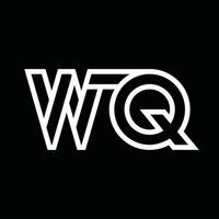 wq-Logo-Monogramm mit negativem Raum im Linienstil vektor