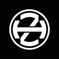 Z H logotyp monogram design mall vektor