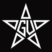 gv-Logo-Monogramm mit sternförmiger Designvorlage vektor