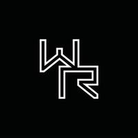 Wr-Logo-Monogramm mit Linienstil-Designvorlage vektor