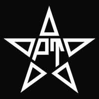 pt logotyp monogram med stjärna form design mall vektor