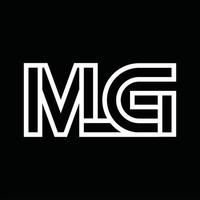 mg-Logo-Monogramm mit negativem Raum im Linienstil vektor