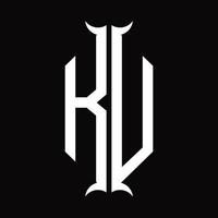 ku-Logo-Monogramm mit Hornform-Designvorlage vektor