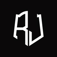 rj-logo-monogramm mit schildform-band-design-vorlage vektor
