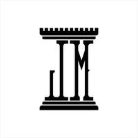 JM-Logo-Monogramm mit Säulenform-Designvorlage vektor