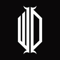 wd-Logo-Monogramm mit Designvorlage in Hornform vektor