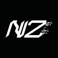 nz-Logo-Monogramm abstrakte Geschwindigkeitstechnologie-Designvorlage vektor