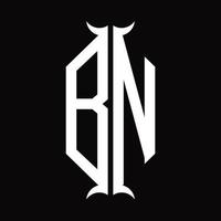 bn logotyp monogram med horn form design mall vektor