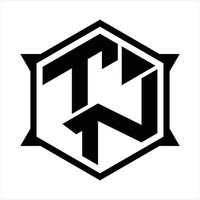 tn logotyp monogram design mall vektor