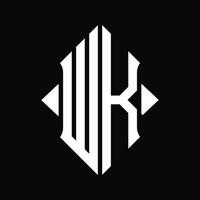 wk-Logo-Monogramm mit isolierter Designvorlage in Schildform vektor